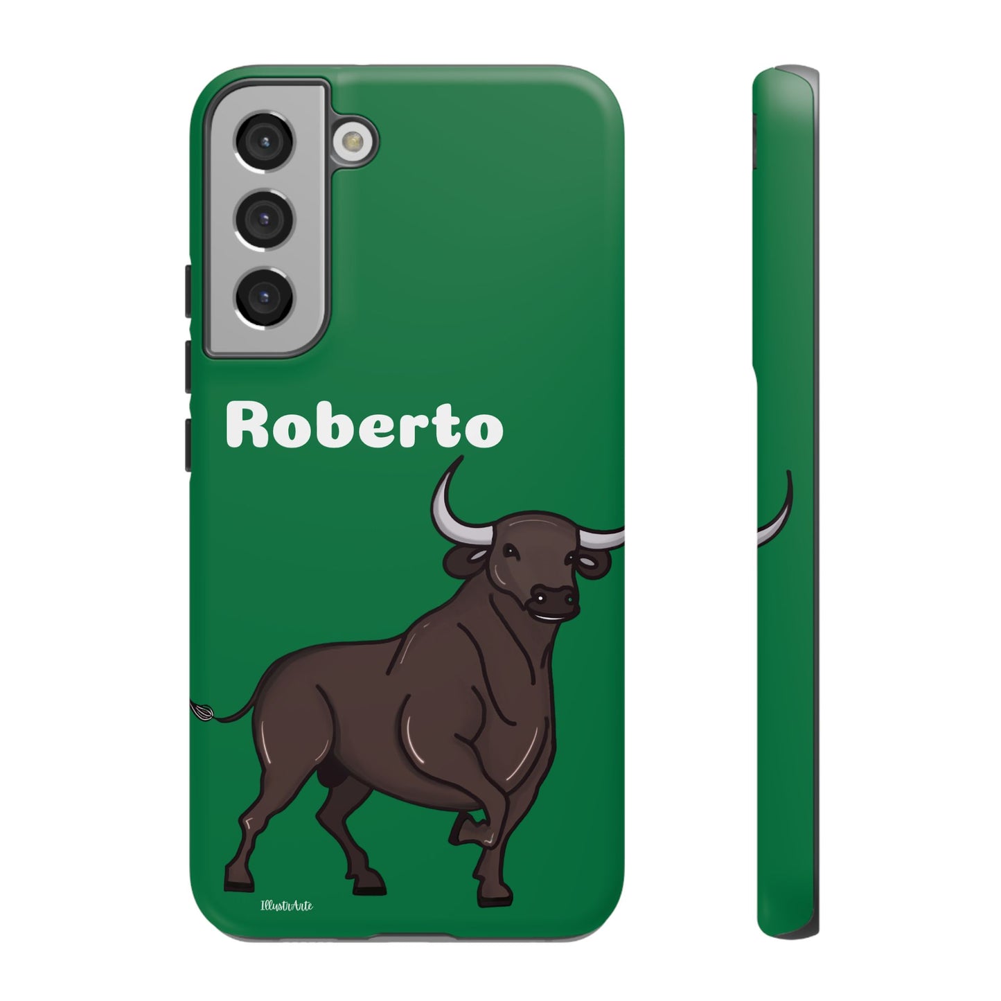 una funda de teléfono con un toro en ella