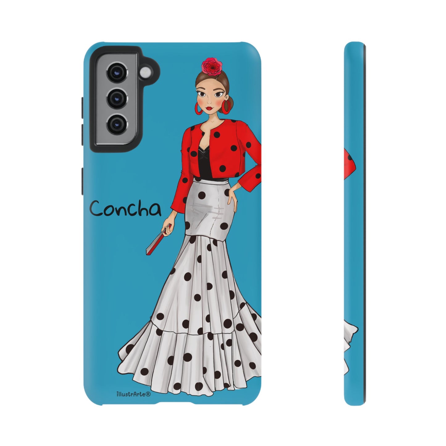 Funda personalizable para teléfono, Modelo Conchita fondo azul, lista para dar un toque único.