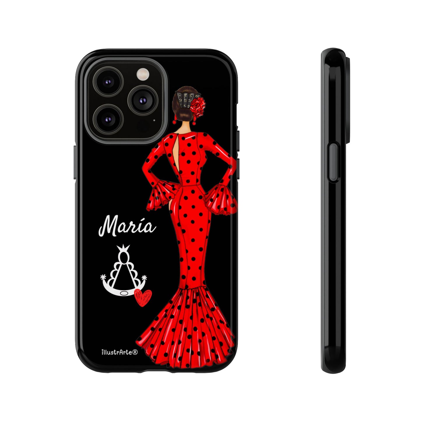 Personalized phone case Maria red hair dark background black – for iPhone, Samsung, Pixel