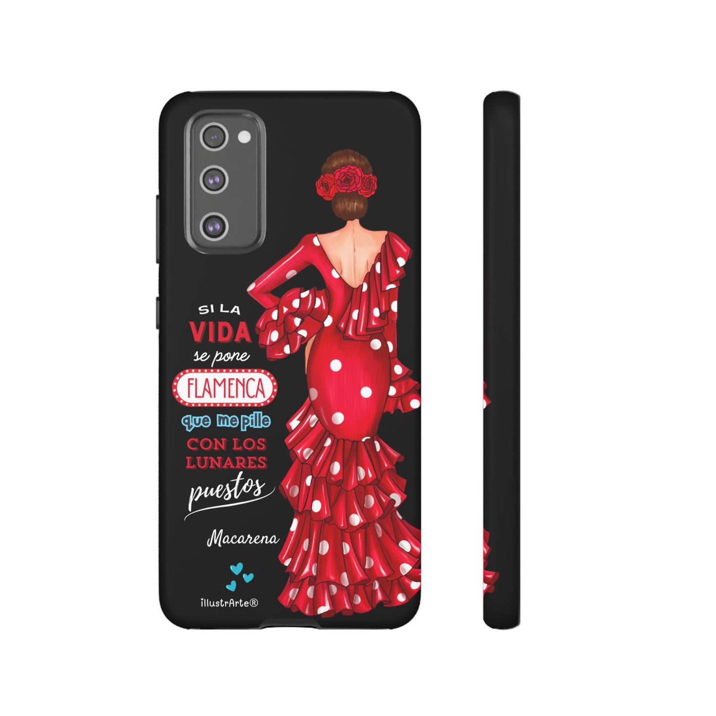 Funda de teléfono personalizable  - Modelo Macarena con frase  Para iPhone, Samsung Y Google Pixel