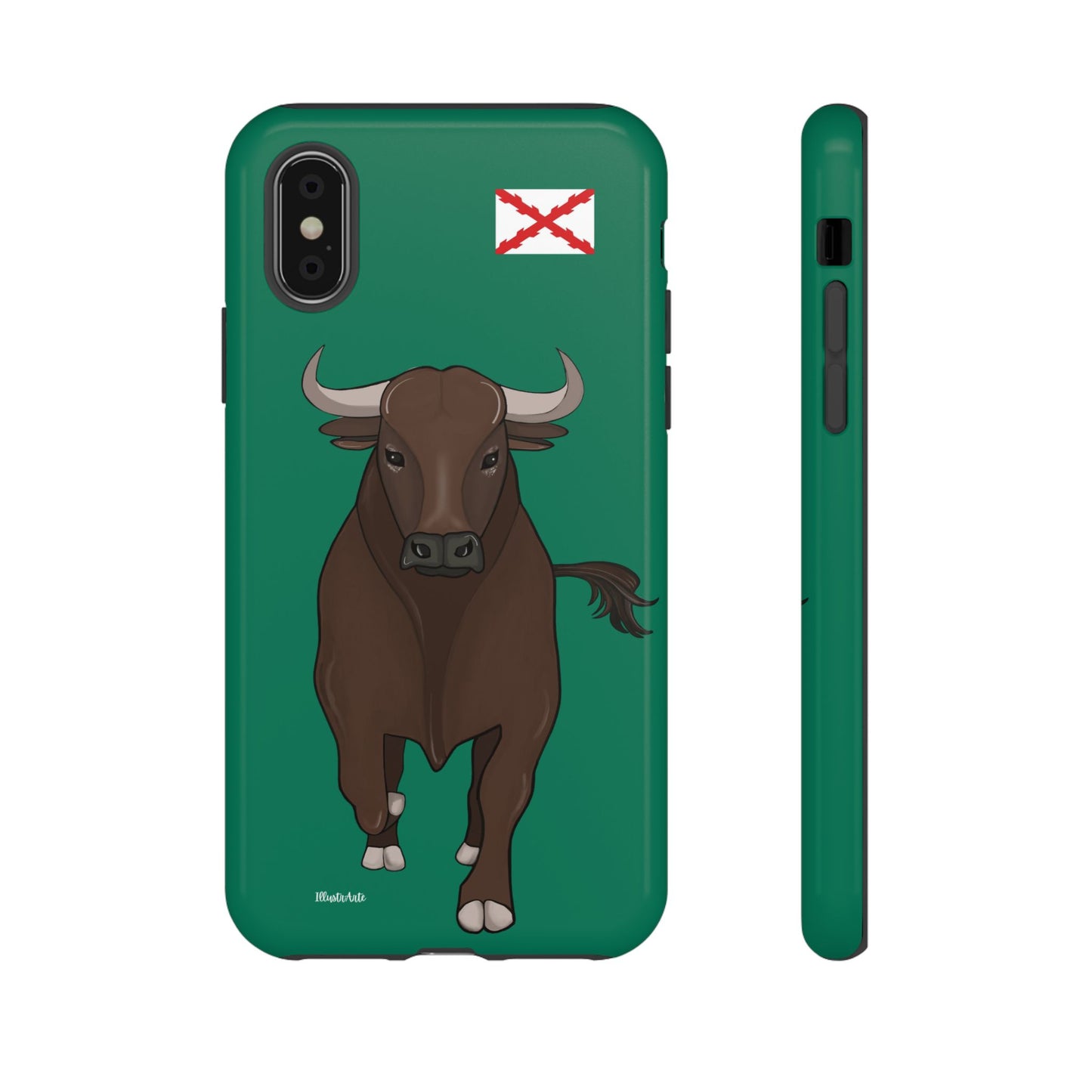 una funda de teléfono con un toro en ella