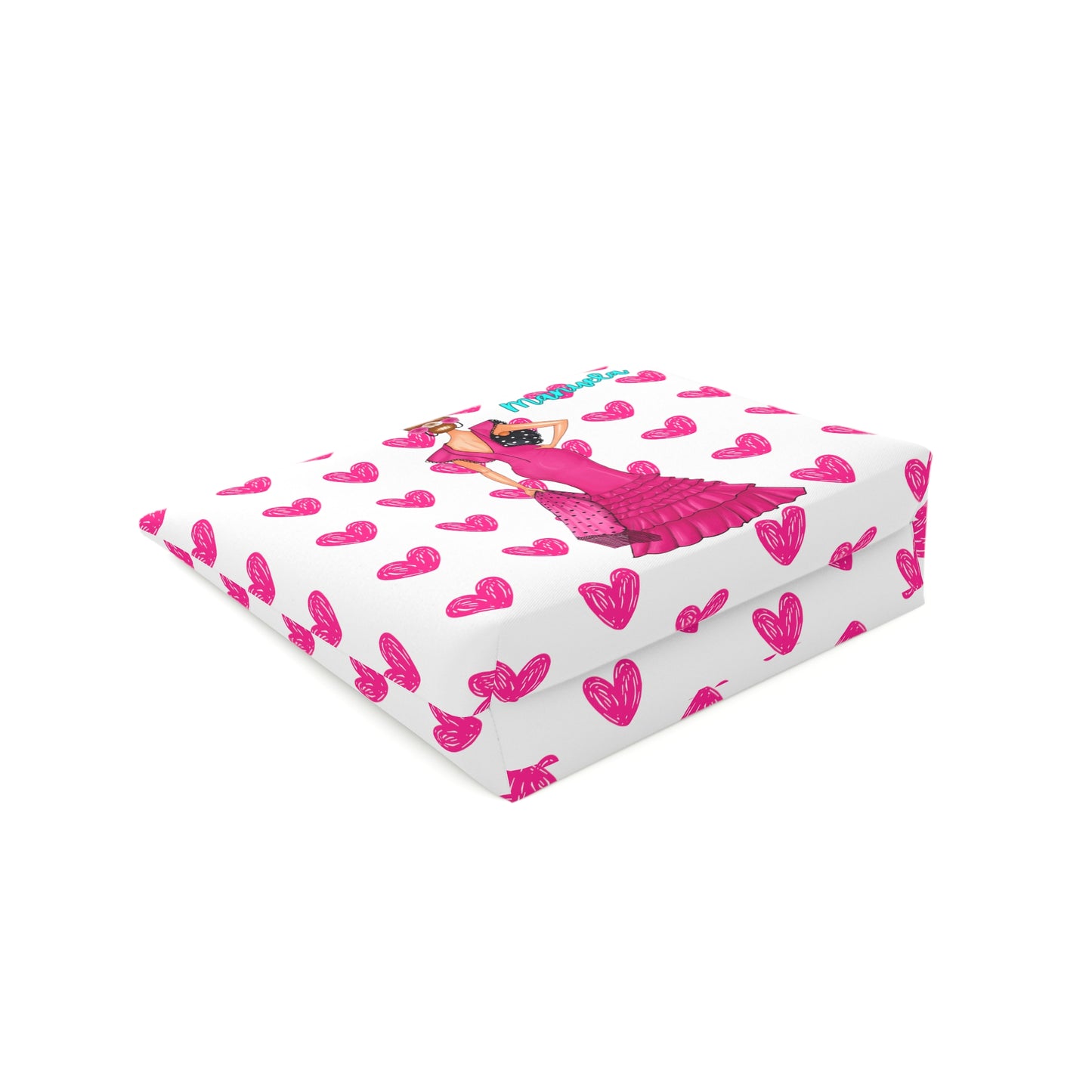 a white box with pink hearts on it