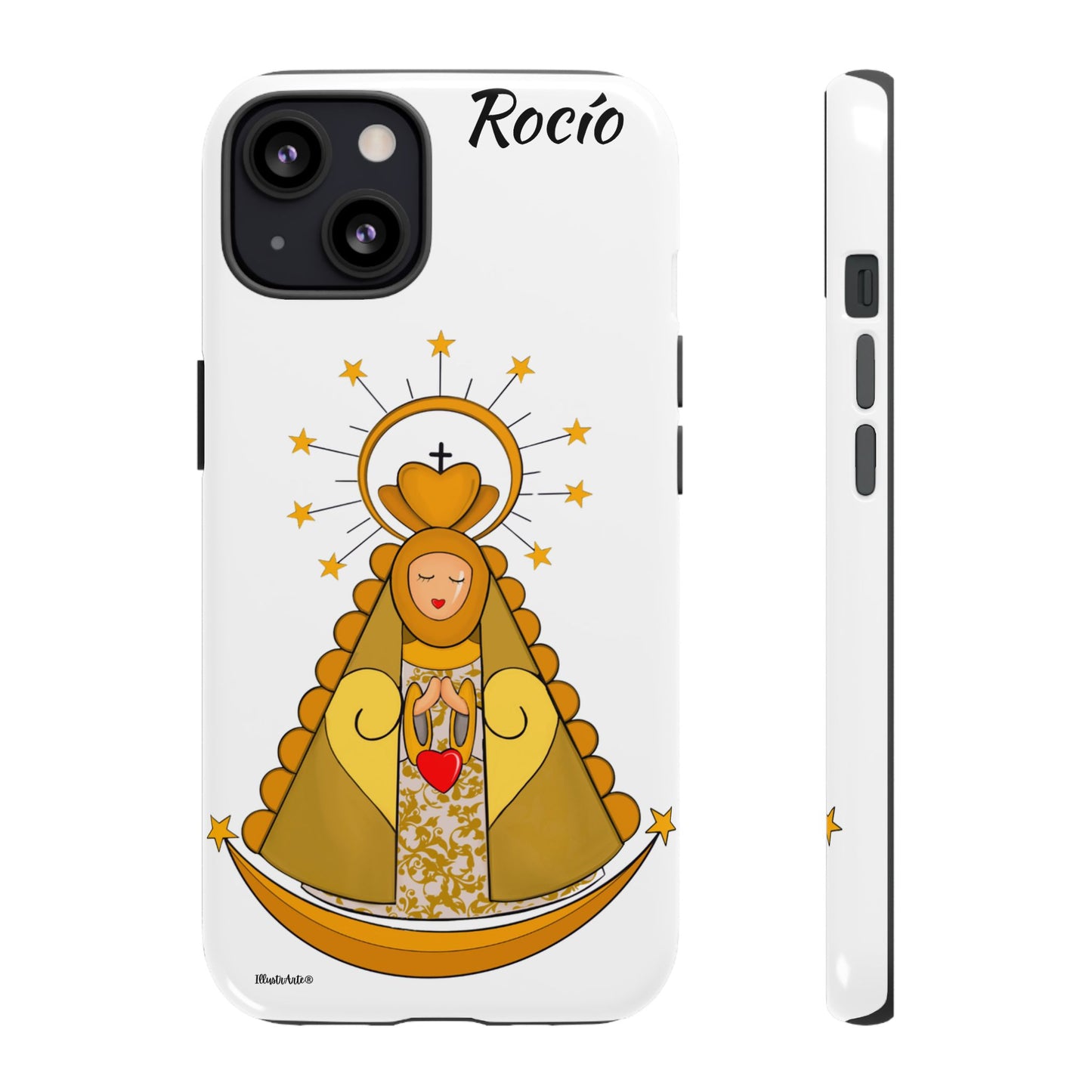 una funda de teléfono con una foto de la virgen maría