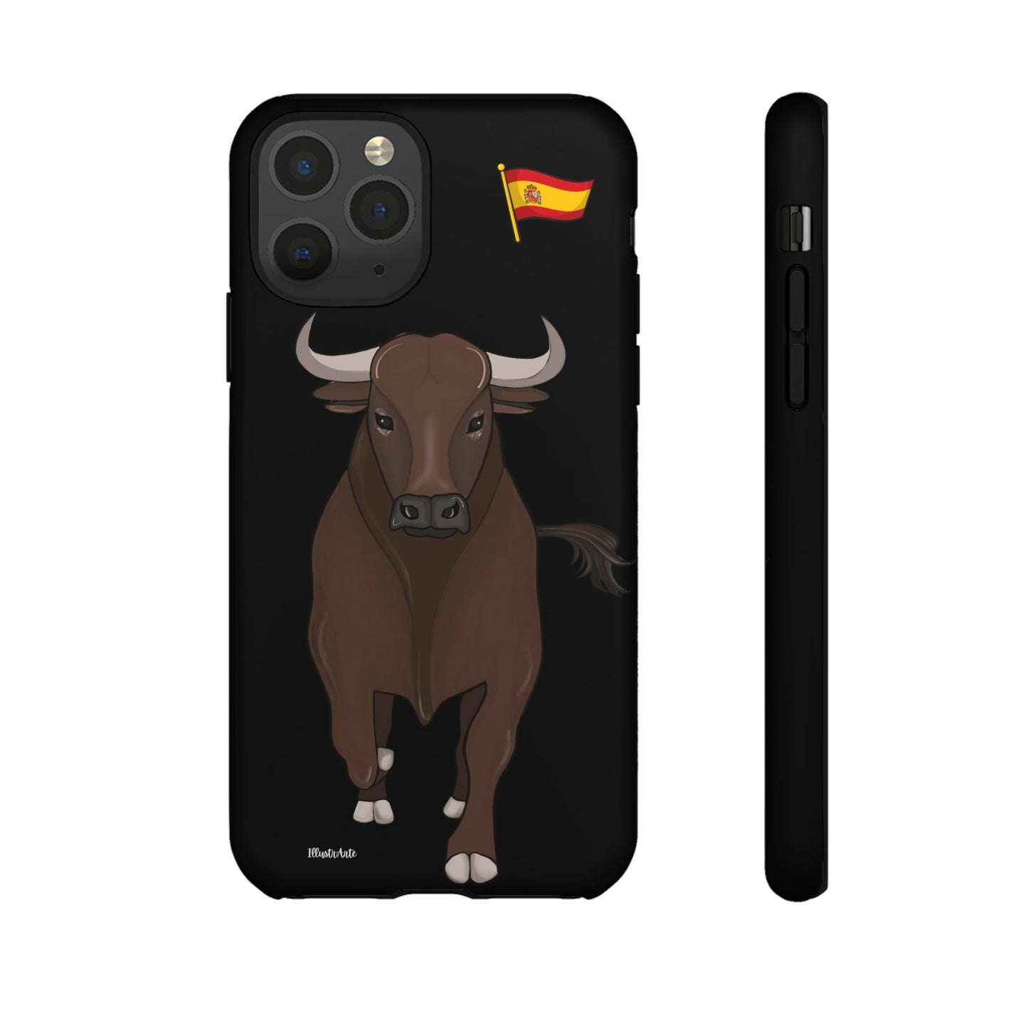 una funda de teléfono con un toro en ella