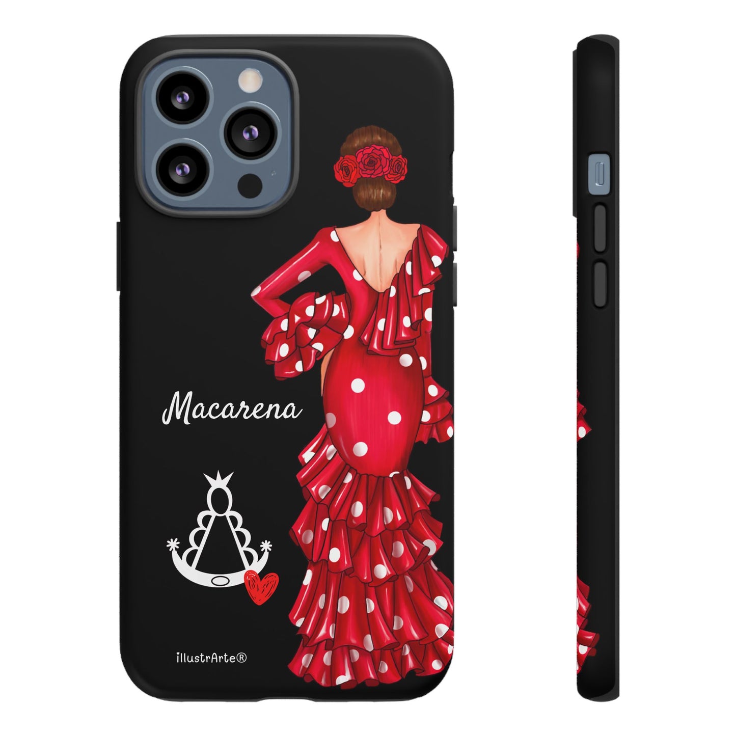 Funda de teléfono personalizada Macarena negro – para iPhone, Samsung, Pixel