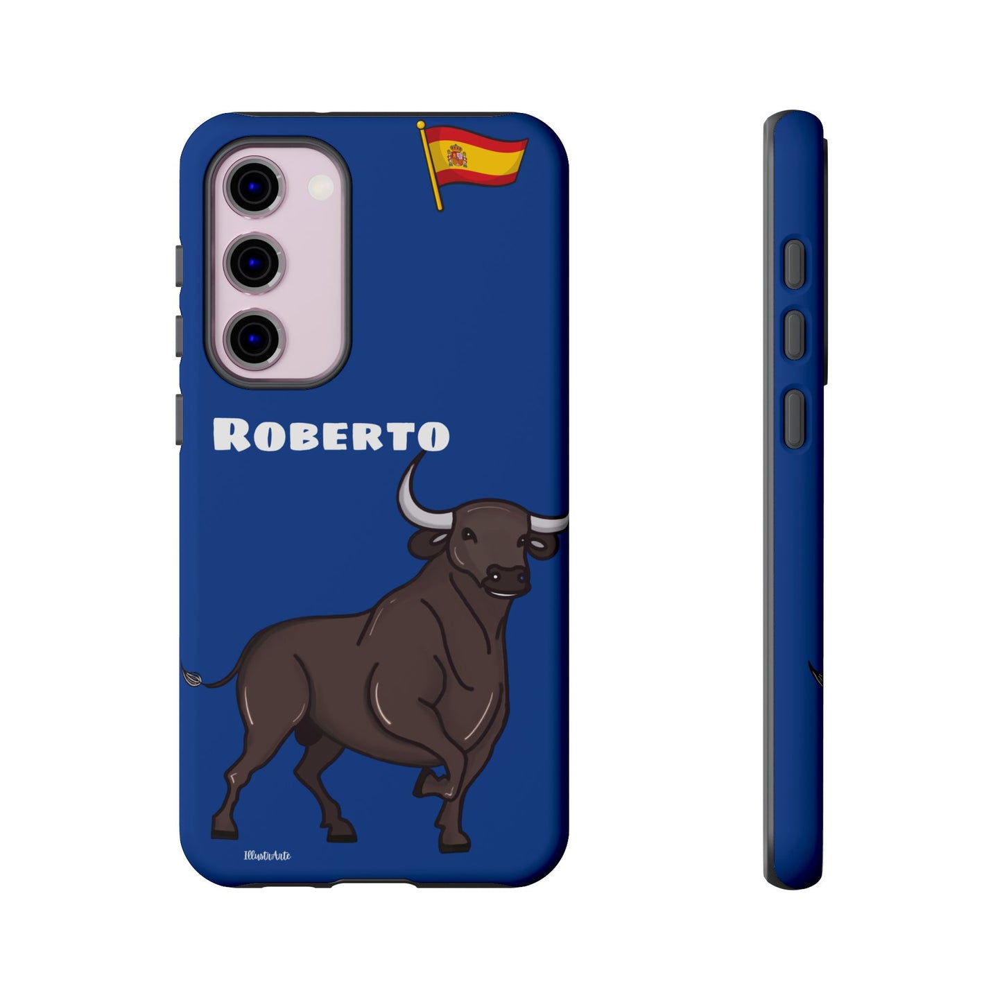 una funda de teléfono con un toro en ella