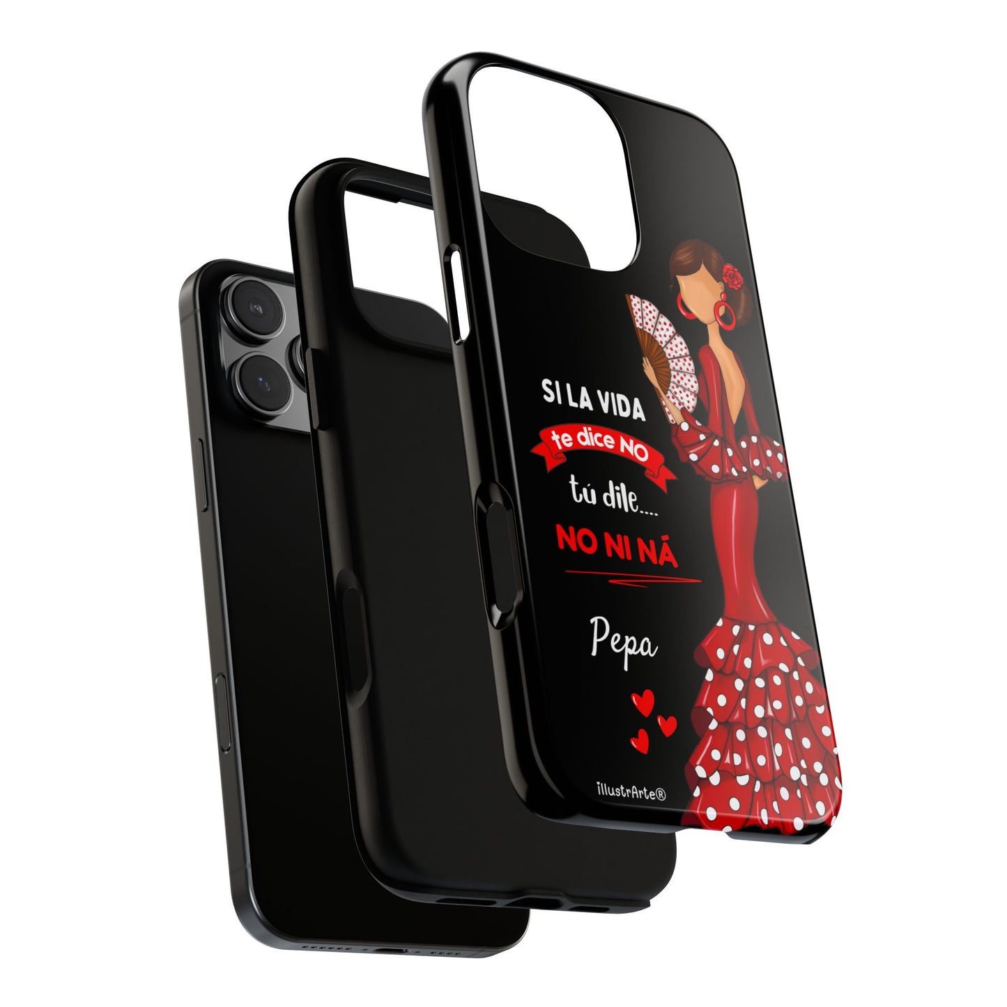 Funda de teléfono personalizable  - Modelo Pepa con frase Para iPhone, Samsung