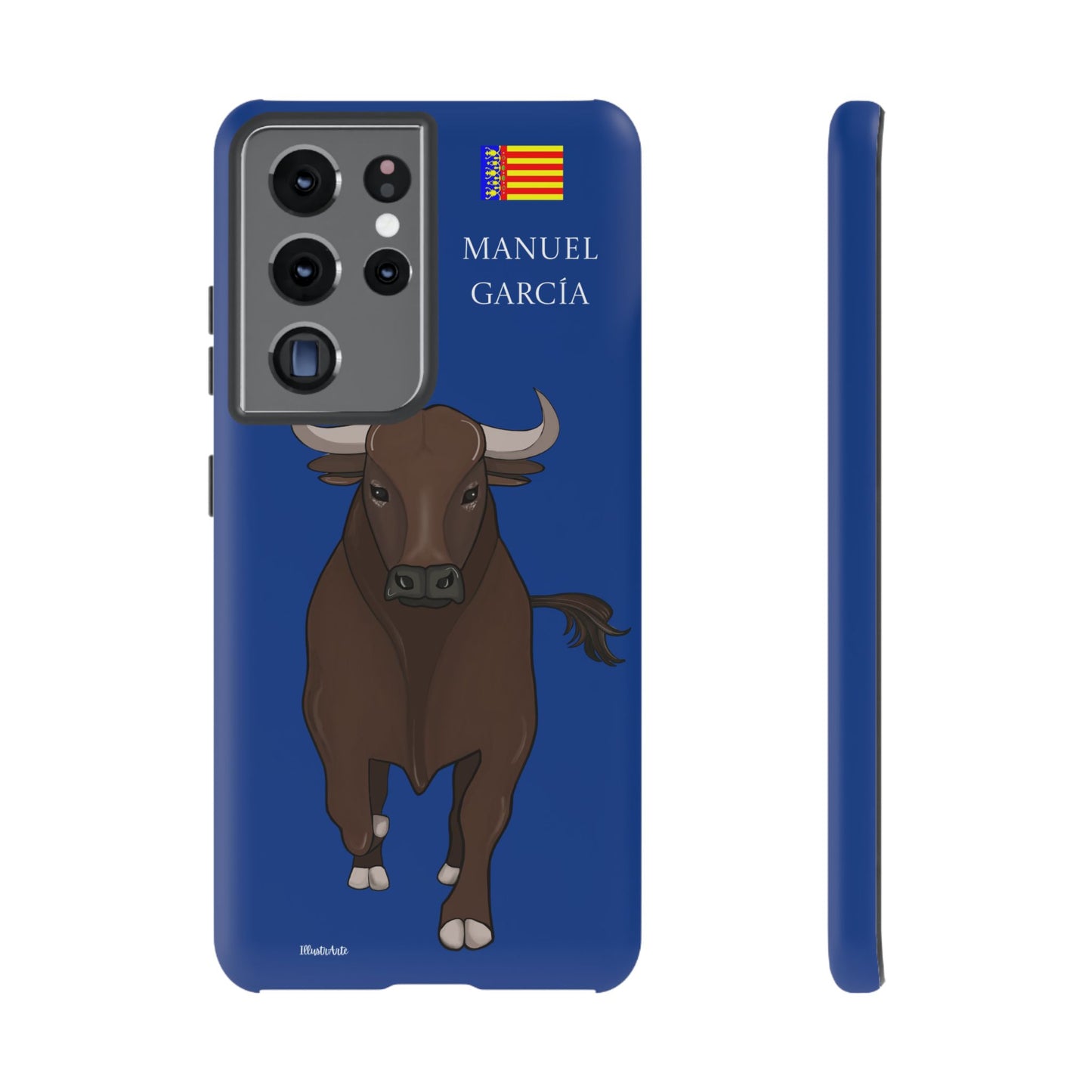 una funda de teléfono con una imagen de un toro