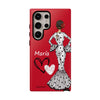 Funda de teléfono personalizable María blanco fondo rojo corazones – para iPhone, Samsung, Pixel