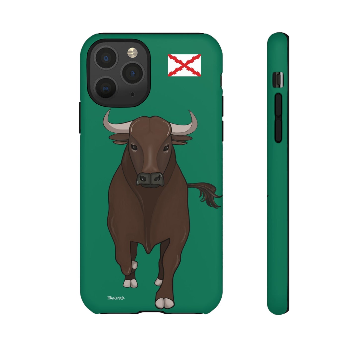 una funda de teléfono con un toro en ella