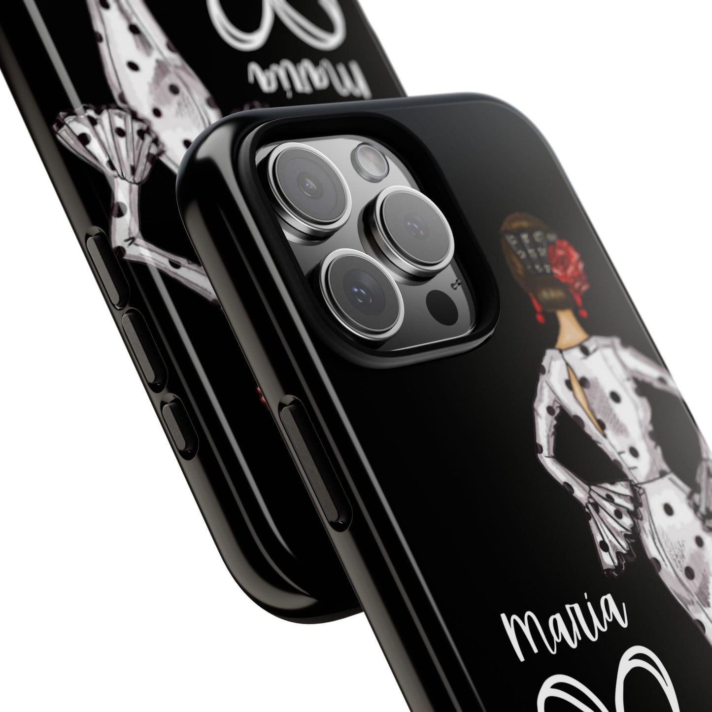 Capa de telefone personalizável com nome/bandeira/Virgem - modelo Maria em vestido branco Para iPhone, Samsung e Google Pixel