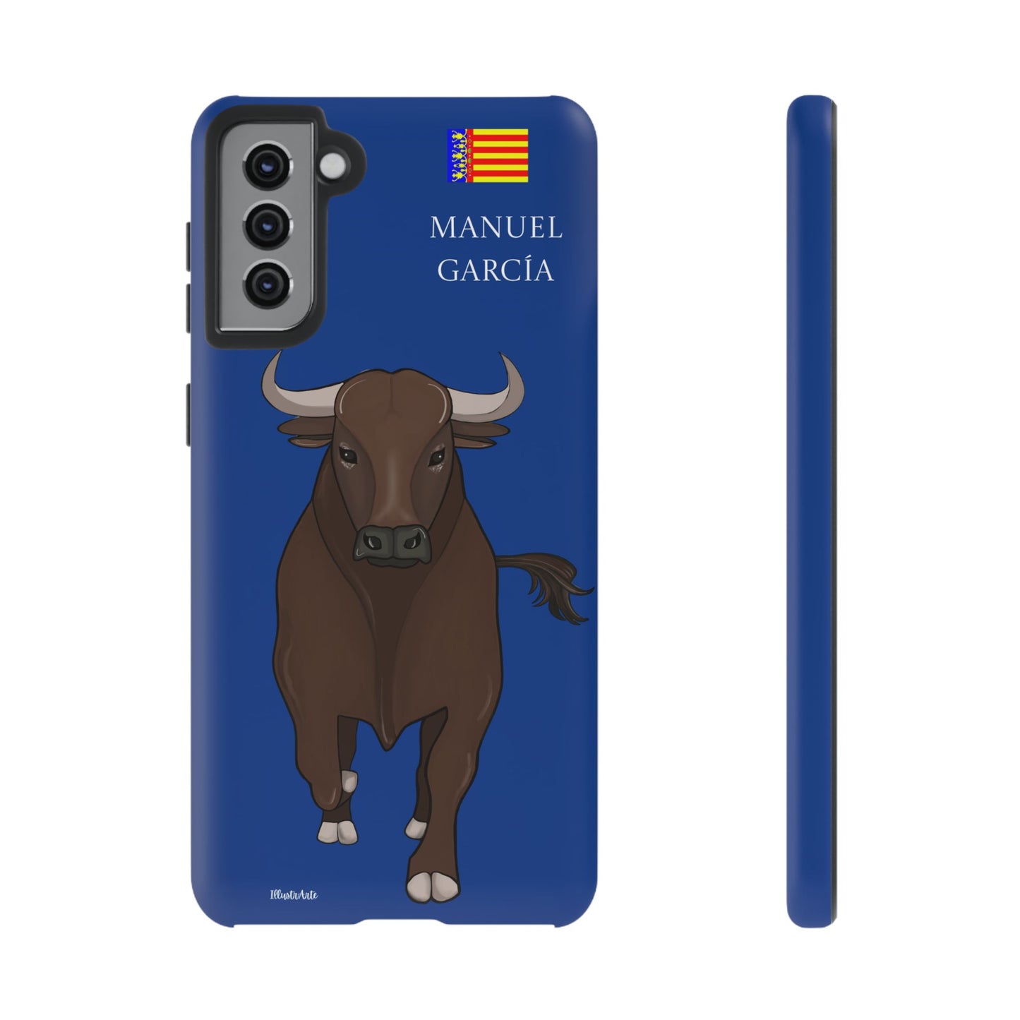 una funda de teléfono con una imagen de un toro