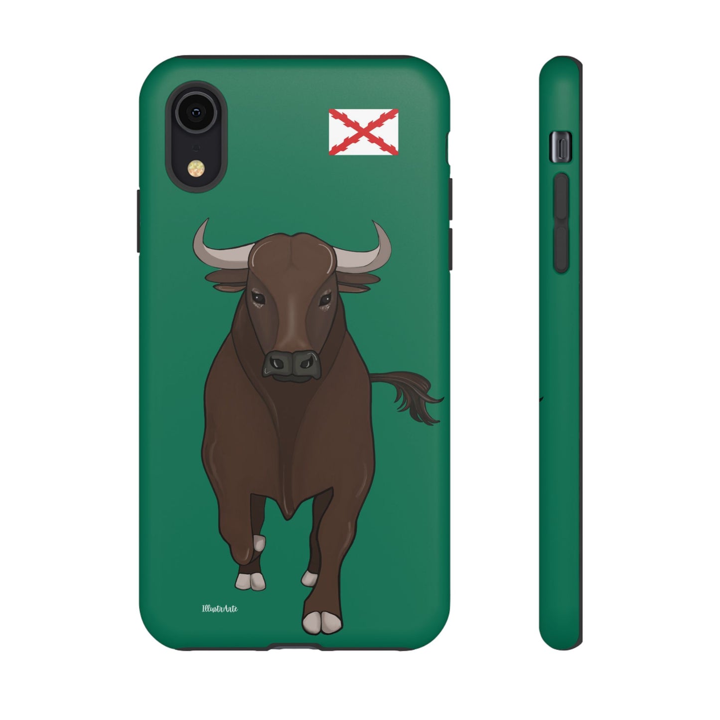 una funda de teléfono con un toro en ella