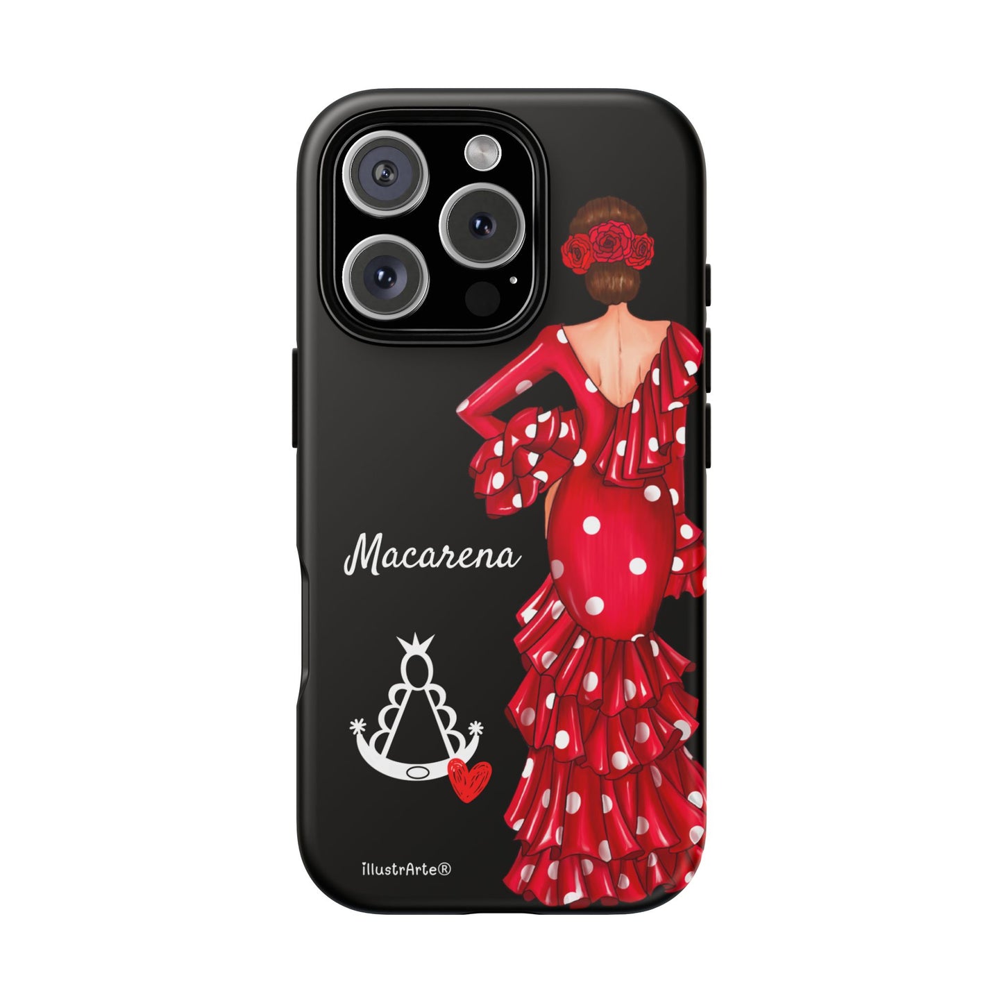 Funda de teléfono personalizada Macarena negro – para iPhone, Samsung, Pixel