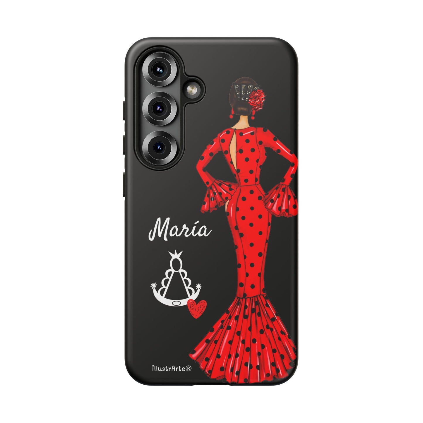 Personalized phone case Maria red hair dark background black – for iPhone, Samsung, Pixel