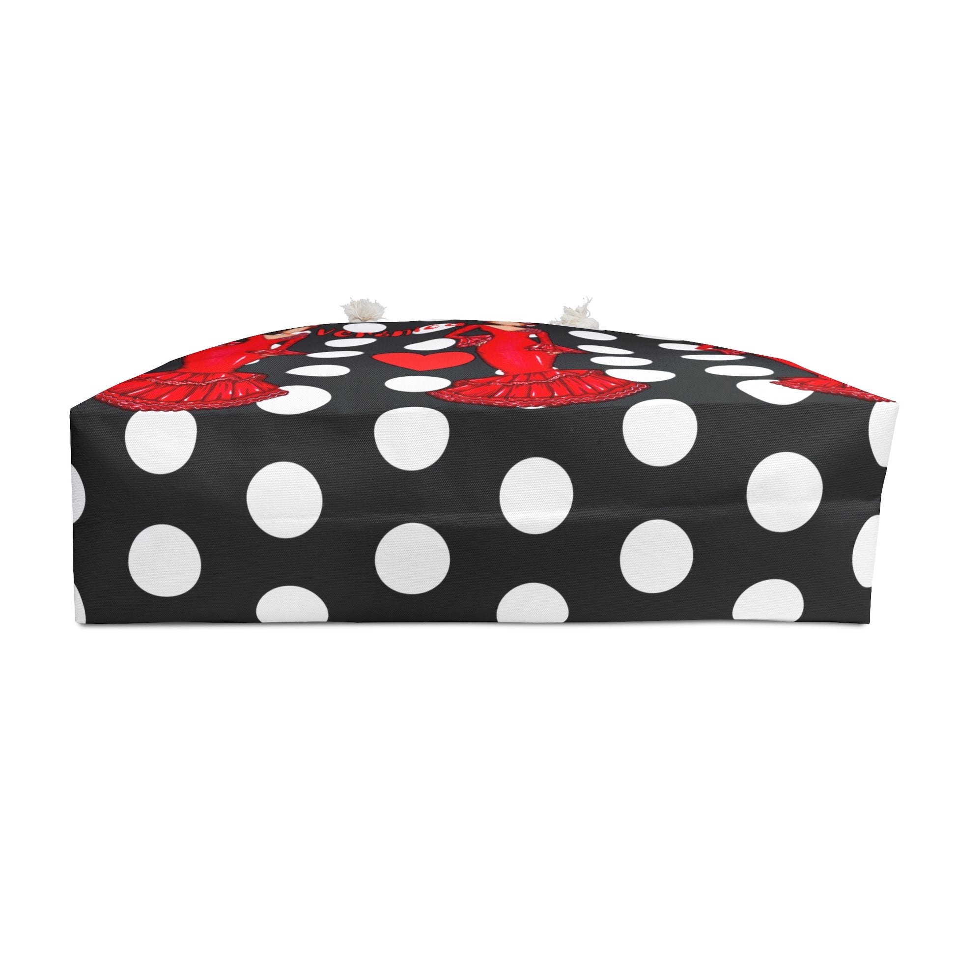 a black and white polka dot covered box