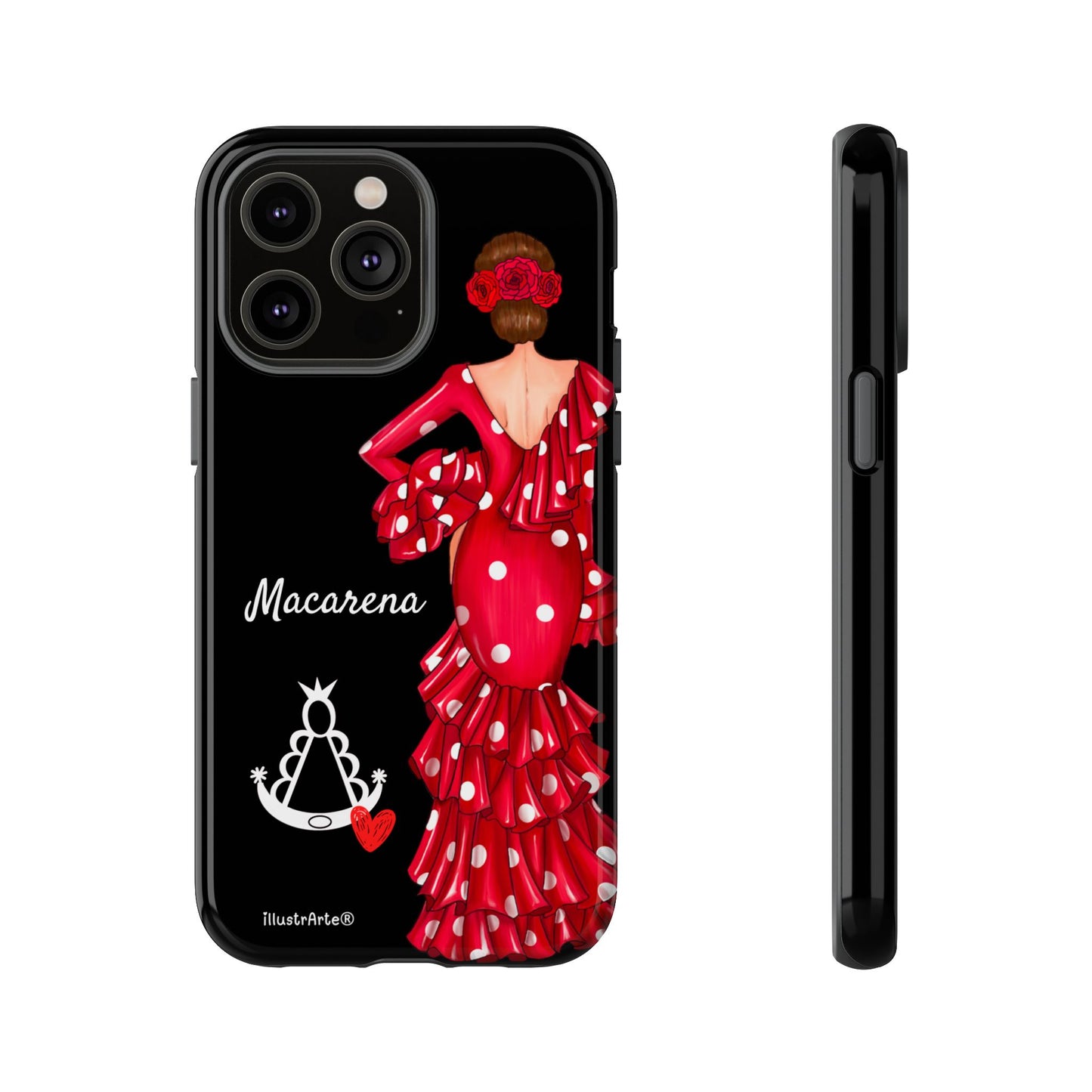 Funda de teléfono personalizada Macarena negro – para iPhone, Samsung, Pixel