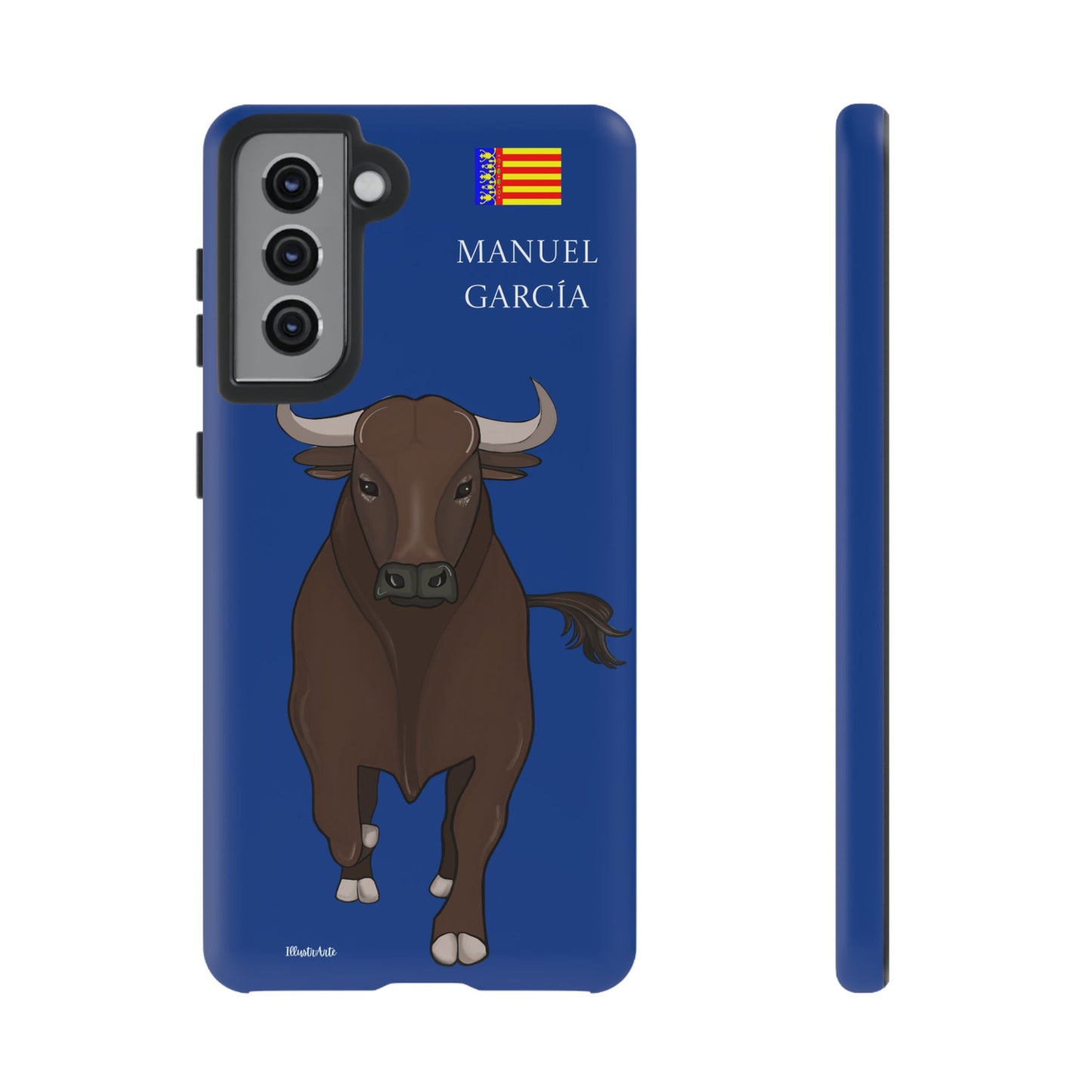 una funda de teléfono con una imagen de un toro