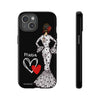 Funda de teléfono personalizada María vestido blanco – para iPhone, Samsung, Pixel