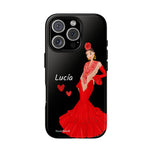 Personalised phone case flamenco dancer Lucía for iPhone 16 Pro, gloss finish – illustrArte