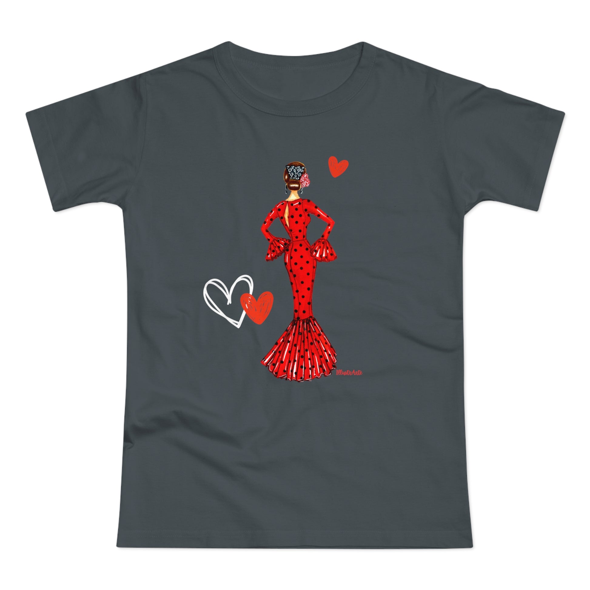 a women's t - shirt with a red dress and hearts