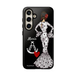 Personalised phone case flamenco dancer María Blanco, with the Virgen del Rocío for Samsung Galaxy S24, gloss finish – illustrArte