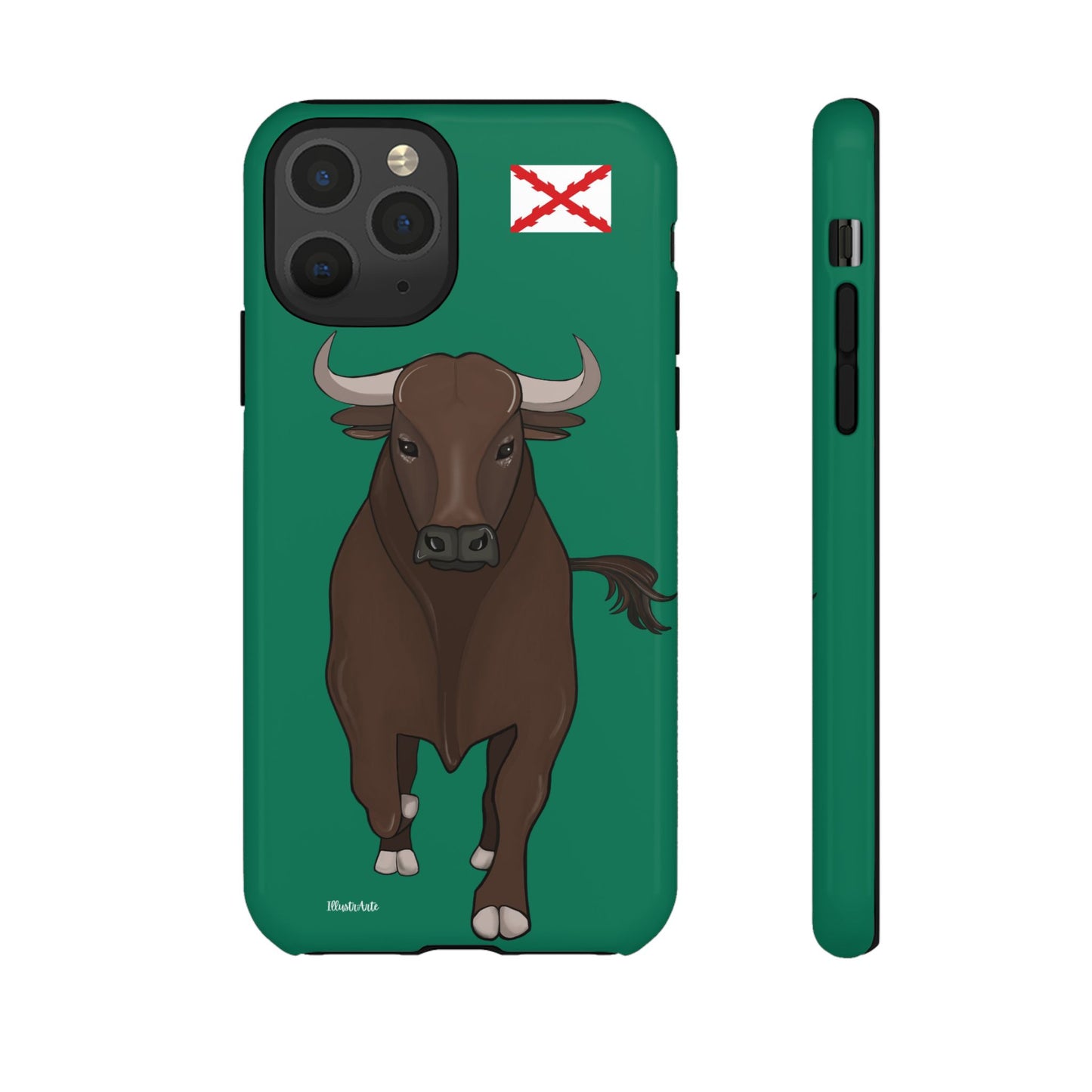 una funda de teléfono con un toro en ella