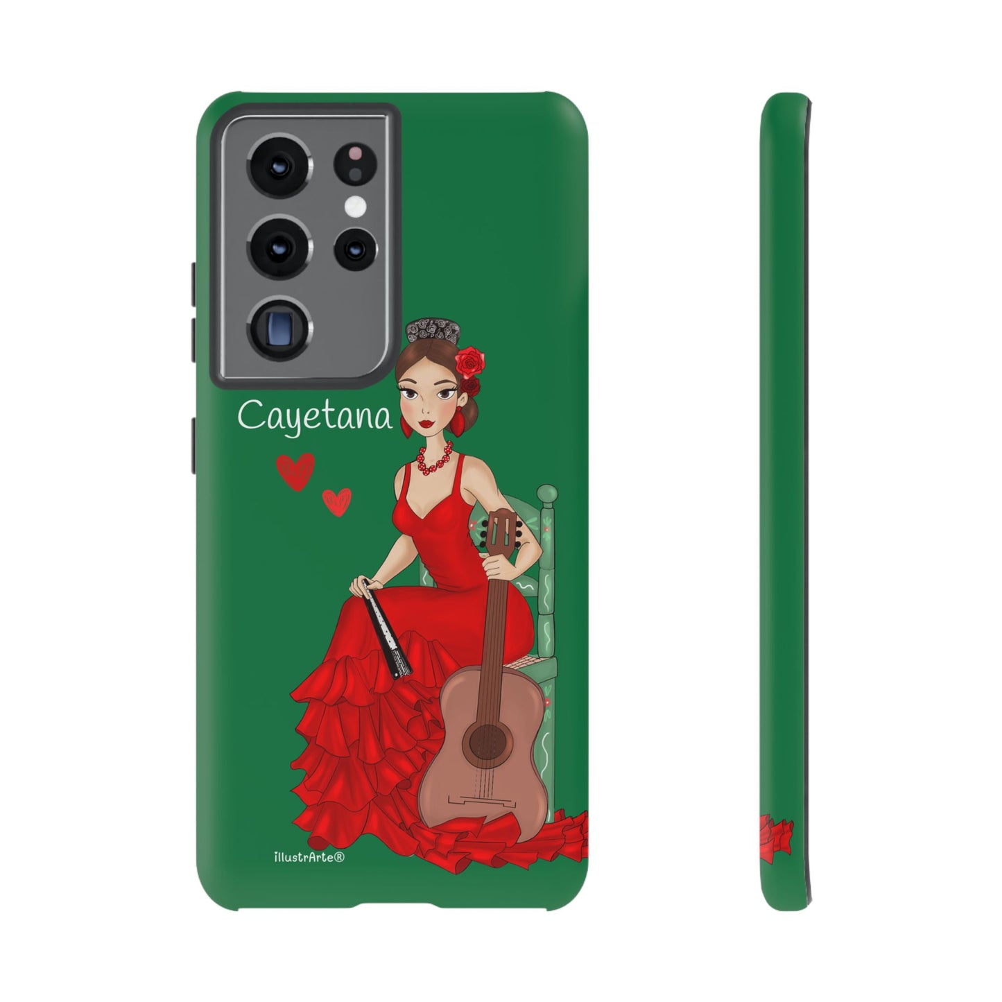 Cayetana personalized phone case with green background – for iPhone, Samsung, Pixel