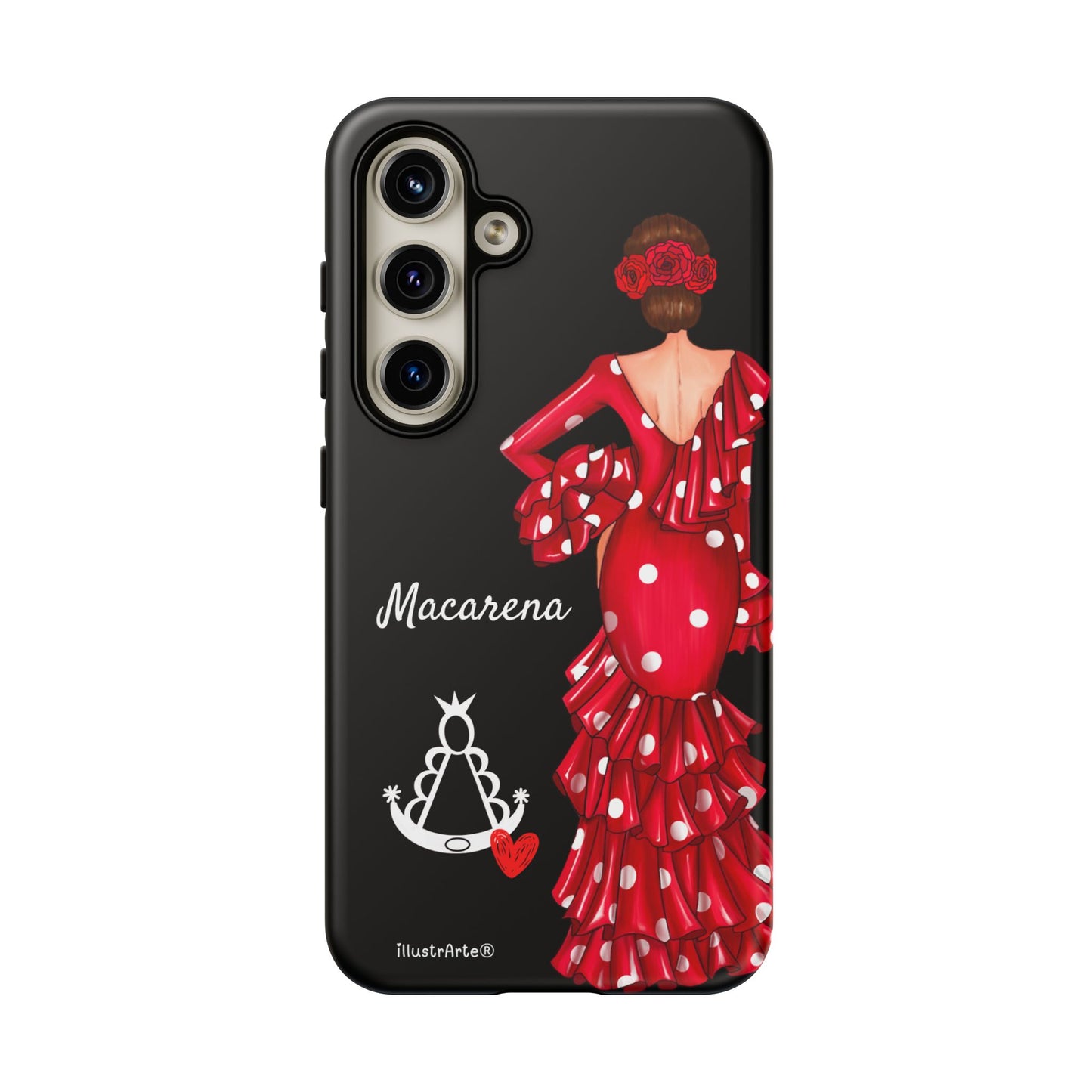 Funda de teléfono personalizada Macarena negro – para iPhone, Samsung, Pixel