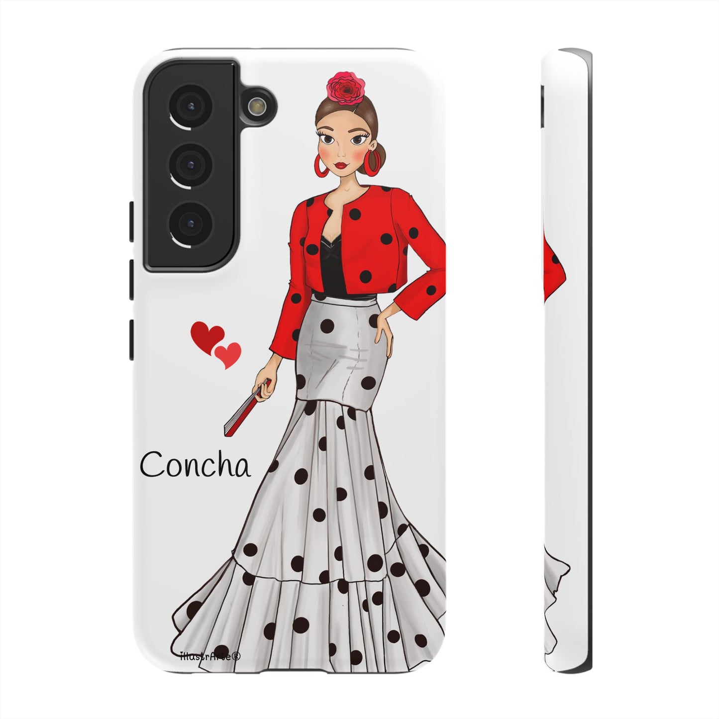 Funda modelo Conchita, resaltando su diseño vibrante y opciones personalizables para dispositivos móviles.