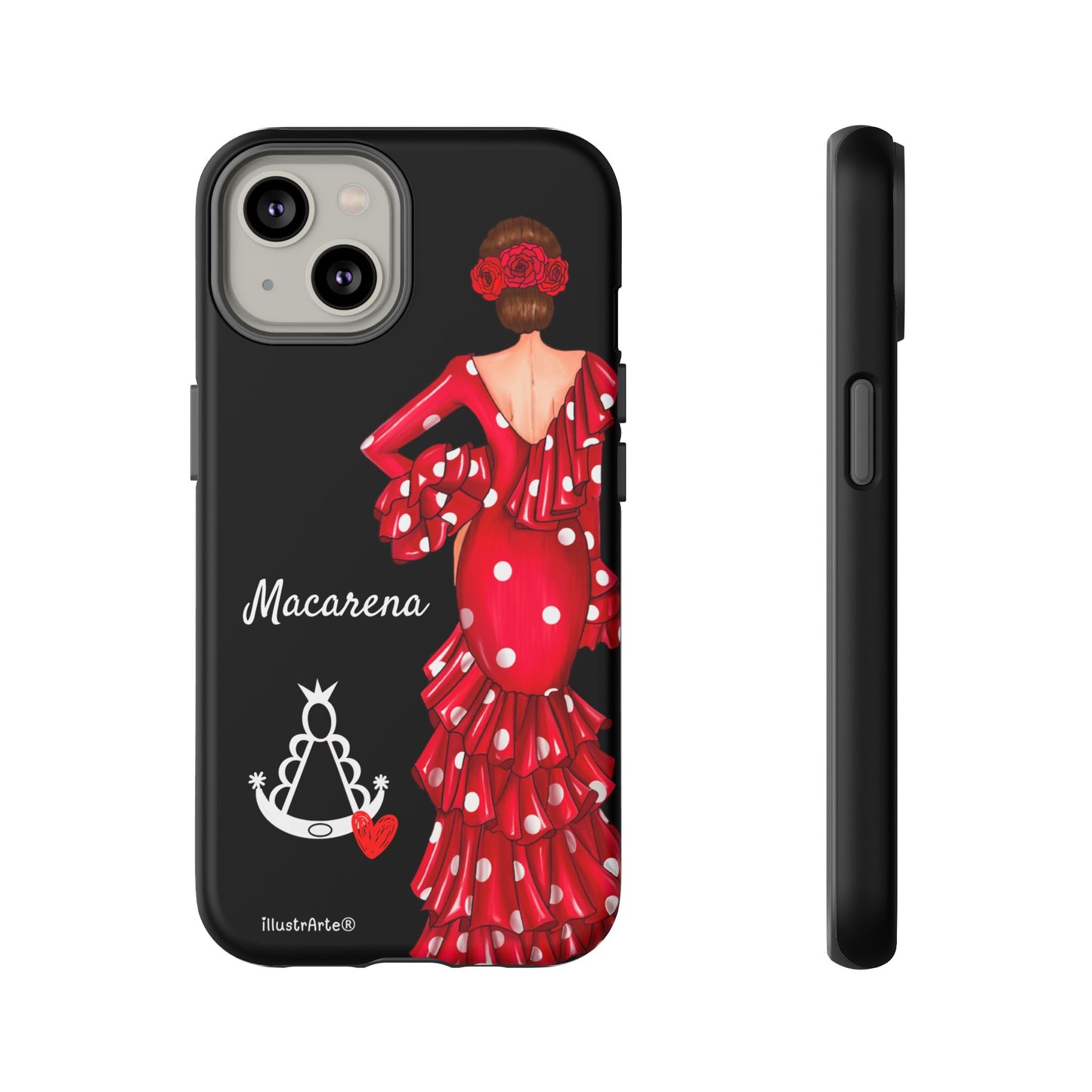 Funda de teléfono personalizada Macarena negro – para iPhone, Samsung, Pixel