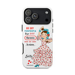 Personalised phone case flamenco dancer Lolita, with quote for iPhone 17 Pro Max, gloss finish – illustrArte