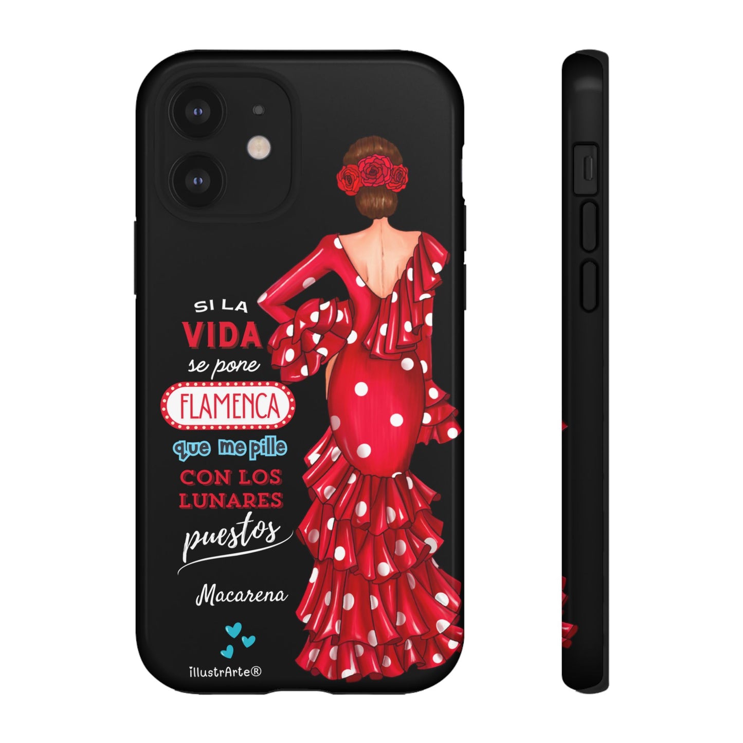 Funda de teléfono personalizable  - Modelo Macarena con frase  Para iPhone, Samsung Y Google Pixel