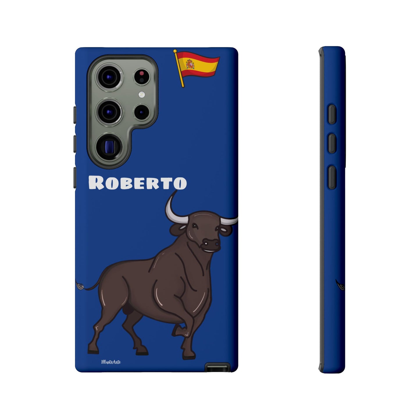 una funda de teléfono con un toro en ella