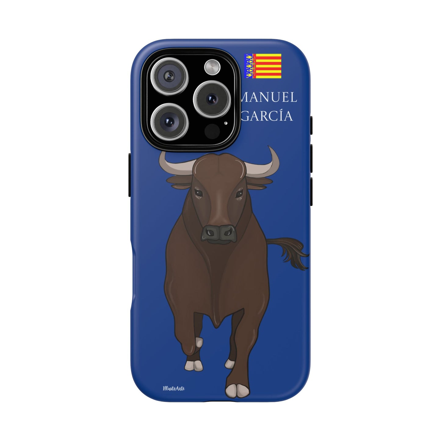 una funda de teléfono con una imagen de un toro