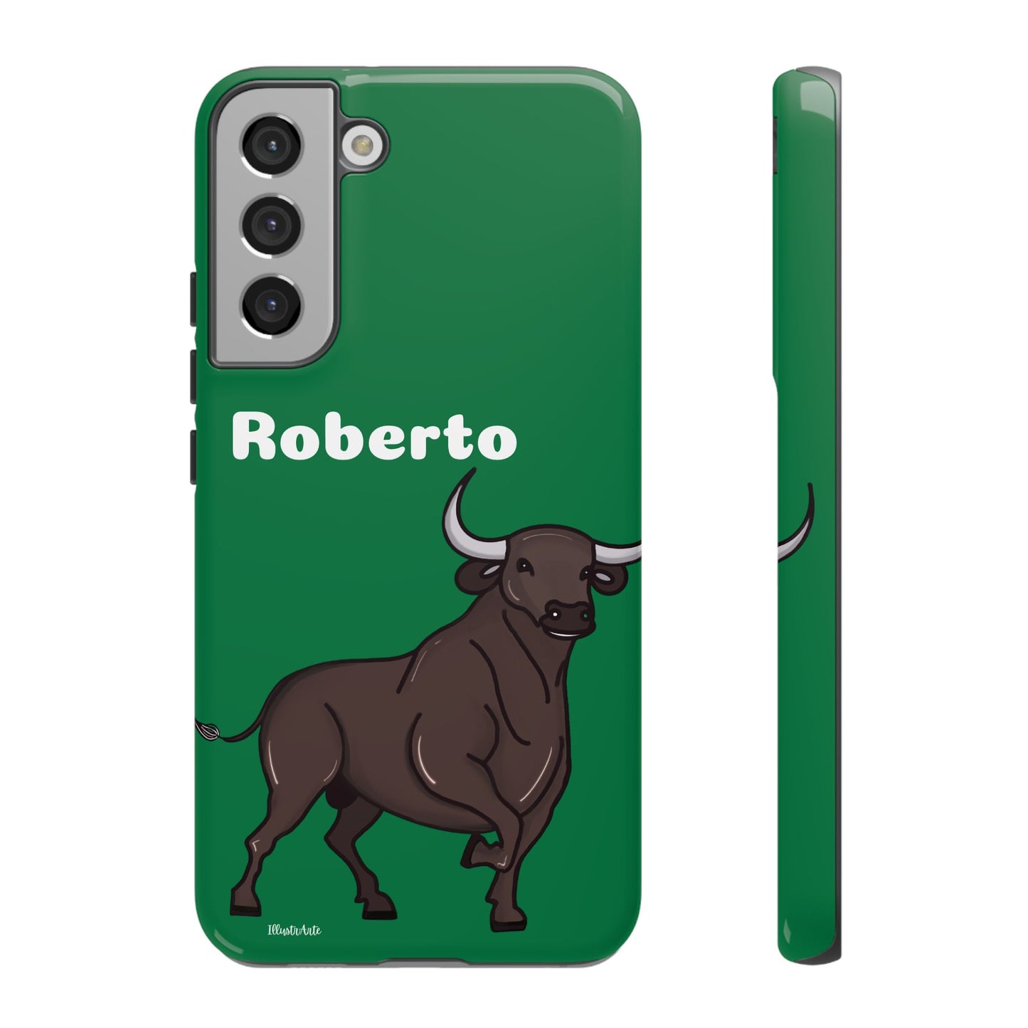 una funda de teléfono con un toro en ella