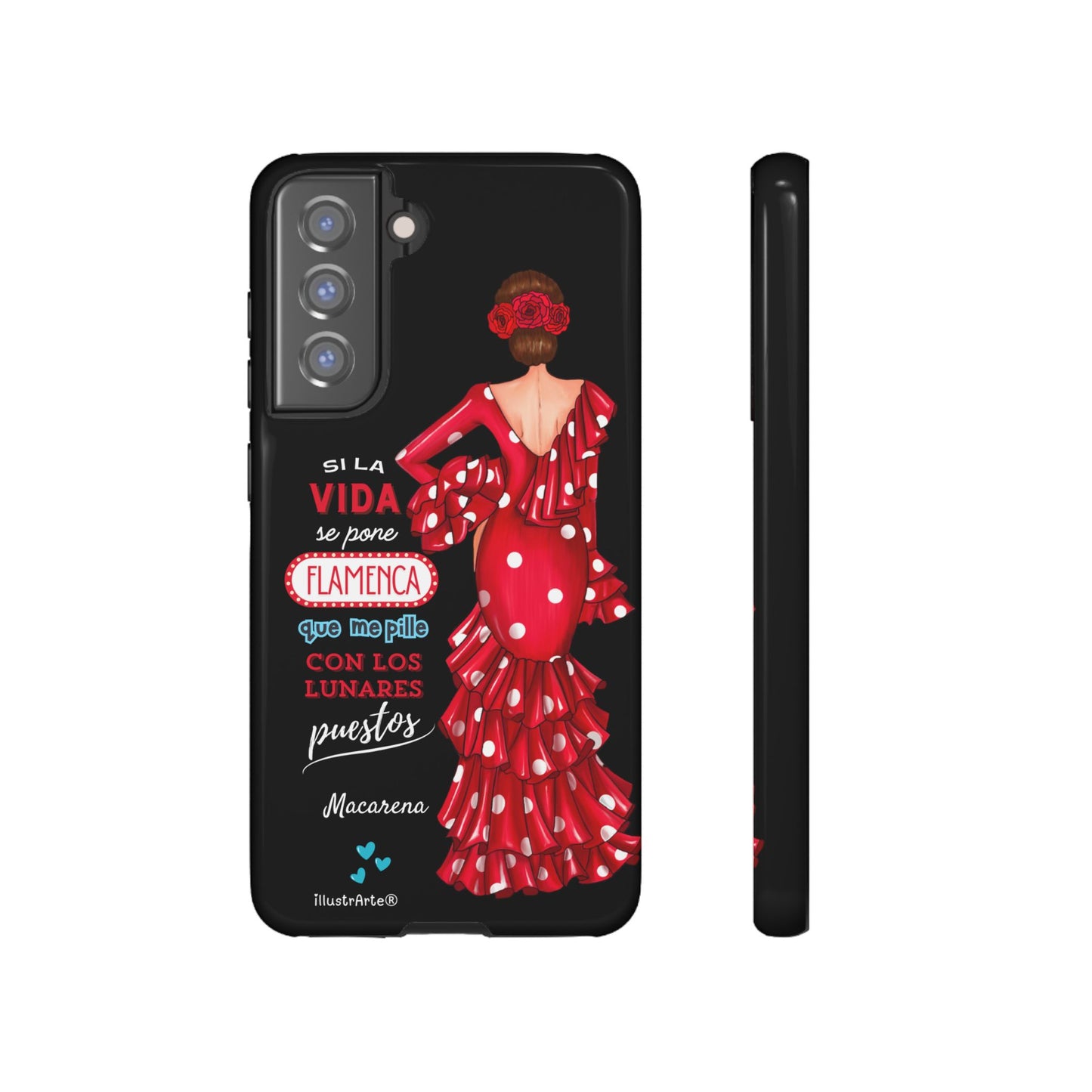Funda de teléfono personalizable  - Modelo Macarena con frase  Para iPhone, Samsung Y Google Pixel
