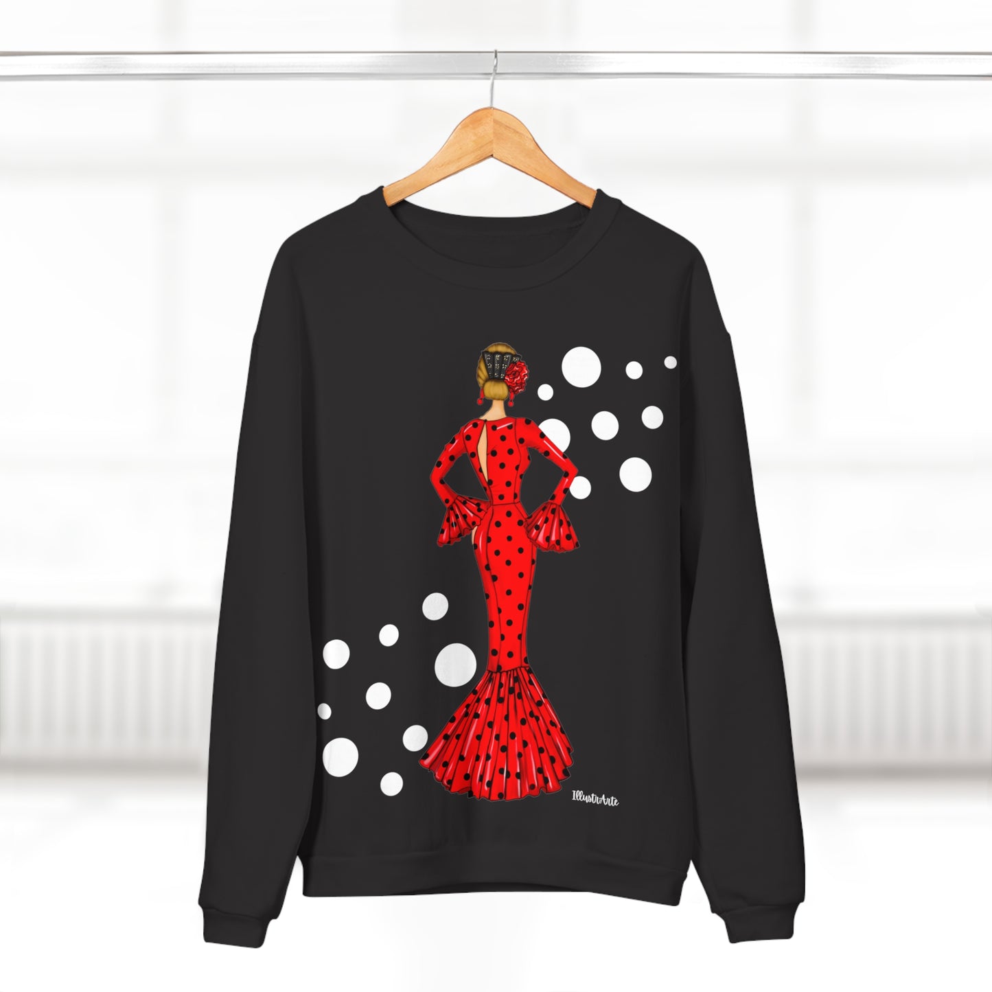 Sudadera Personalizable - Flamenca María rojo, negro con lunares