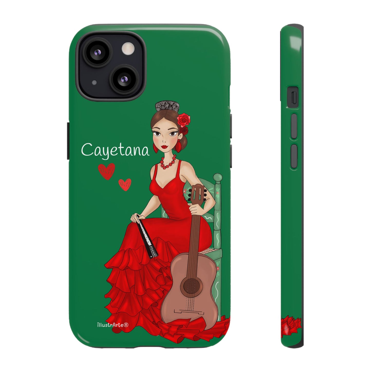 Cayetana personalized phone case with green background – for iPhone, Samsung, Pixel