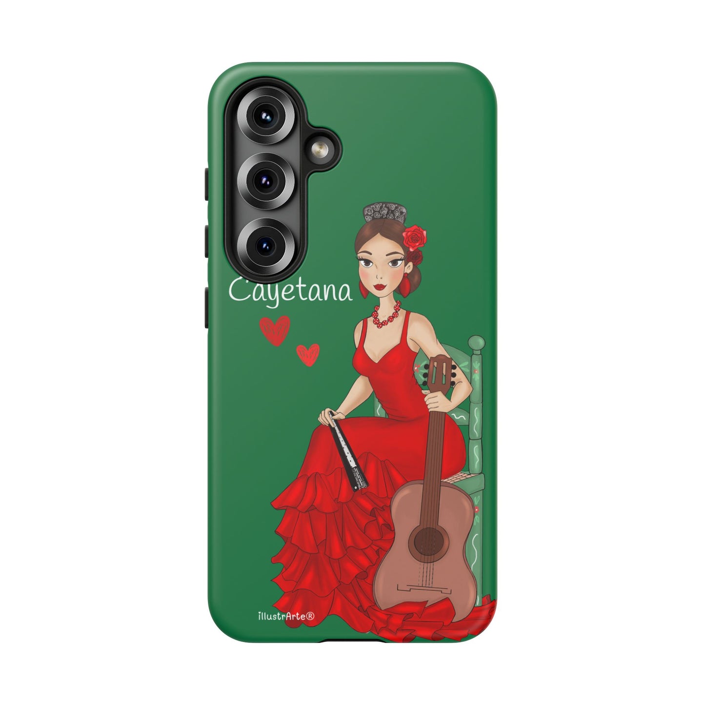 Cayetana personalized phone case with green background – for iPhone, Samsung, Pixel