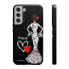 Funda de teléfono personalizada María vestido blanco – para iPhone, Samsung, Pixel
