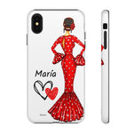 Personalised phone case flamenco dancer María, red dress for iPhone XS MAX, gloss finish – illustrArte