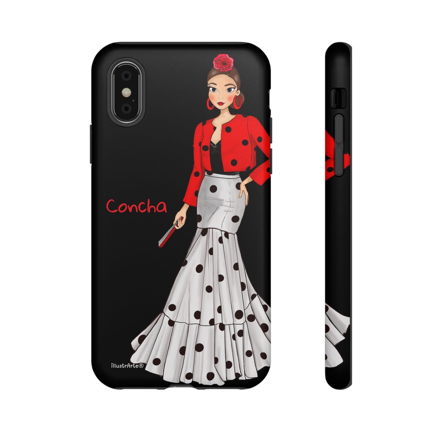 Funda Modelo Conchita en fondo negro, perfecta para expresión personal.