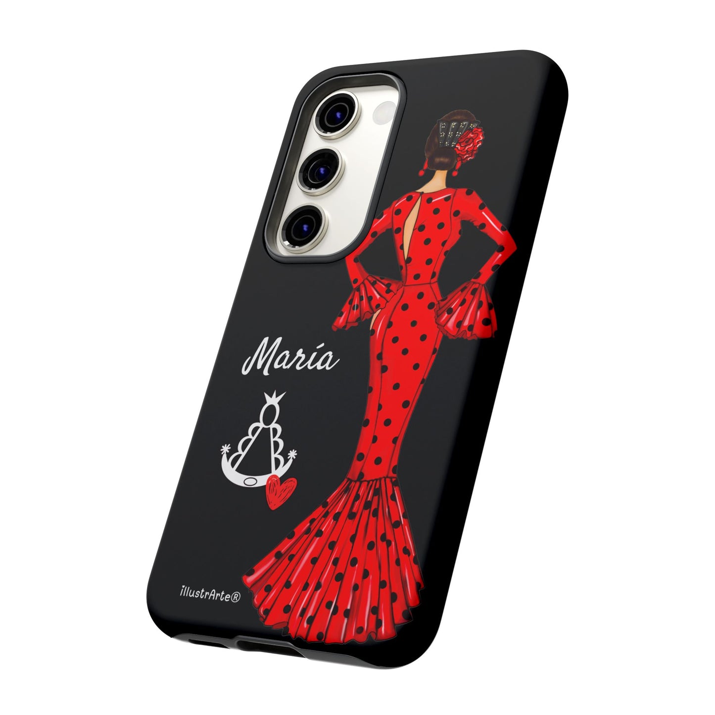 Personalized phone case Maria red hair dark background black – for iPhone, Samsung, Pixel