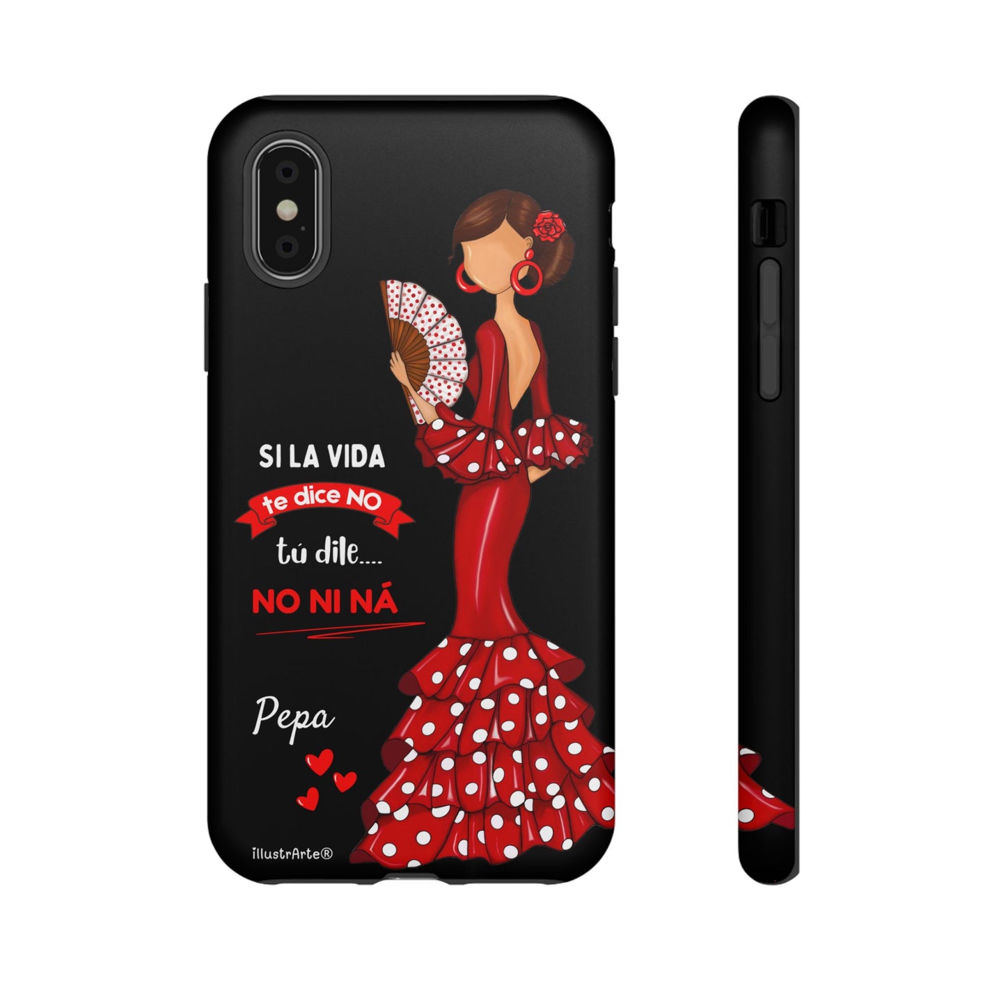 Funda de teléfono personalizable  - Modelo Pepa con frase Para iPhone, Samsung