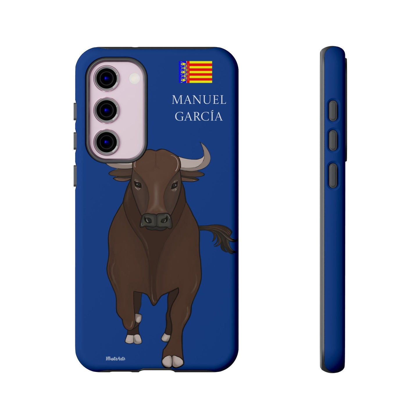 una funda de teléfono con una imagen de un toro