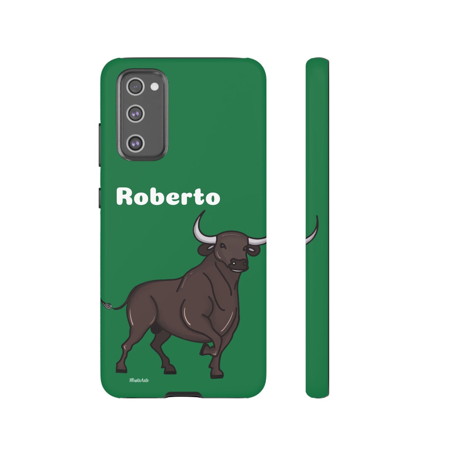 una funda de teléfono con un toro en ella