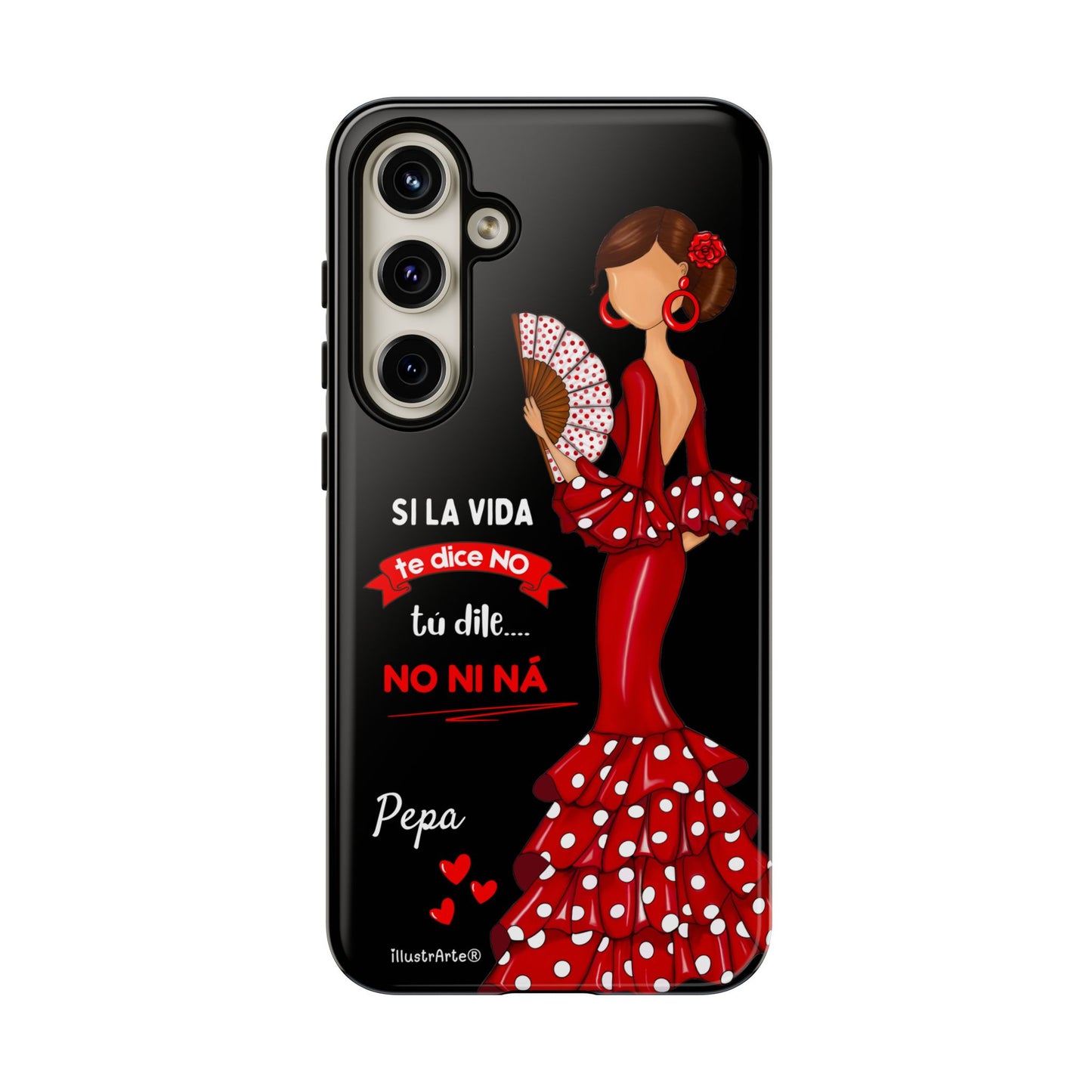 Funda de teléfono personalizable  - Modelo Pepa con frase Para iPhone, Samsung