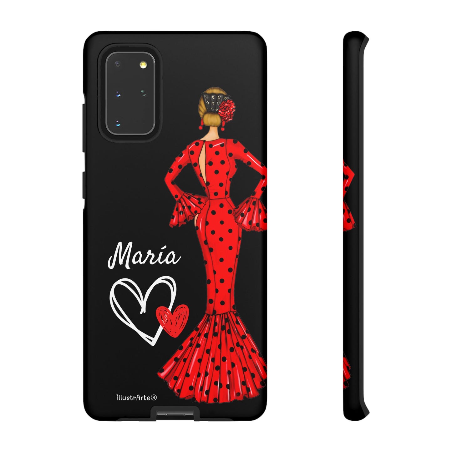 Personalized Maria phone case, red on black background – for iPhone, Samsung, Pixel
