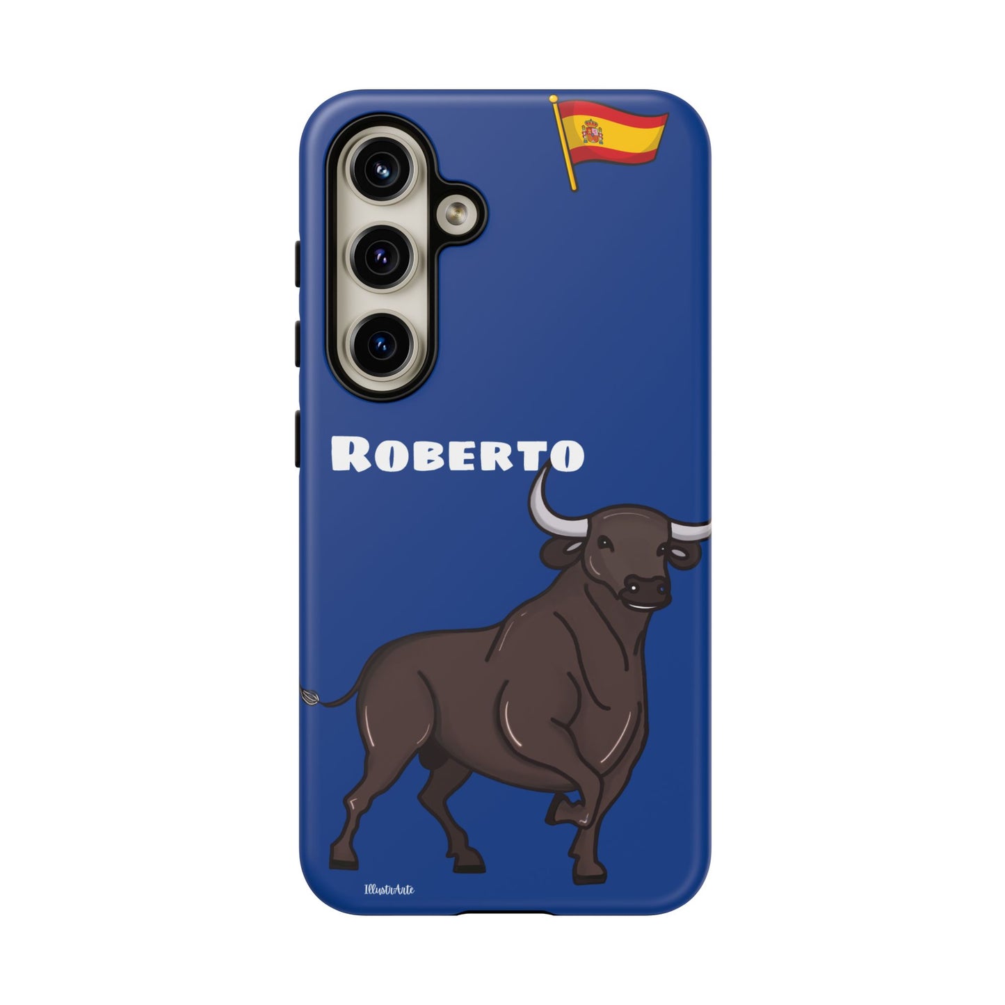 Funda de teléfono personalizable con nombre/bandera/Virgen - Modelo Toro Roberto, el regalo ideal para todos los amantes de la cultura.